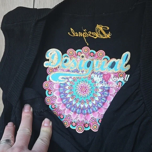 Desigual Black Dress with Colorful Embroidery size M - Picture 5 of 12